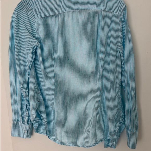 J. Crew Light Blue and White Striped Linen Button-Down Shirt - Picture 5 of 5